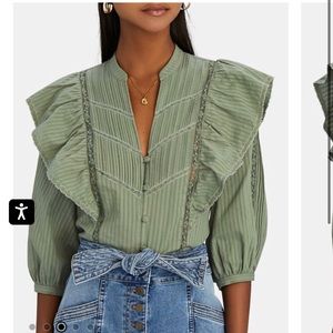 Intermix Eloise ruffled button-down blouse - green 4